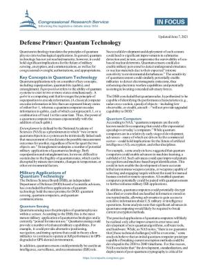 Defense Primer: Quantum Technology