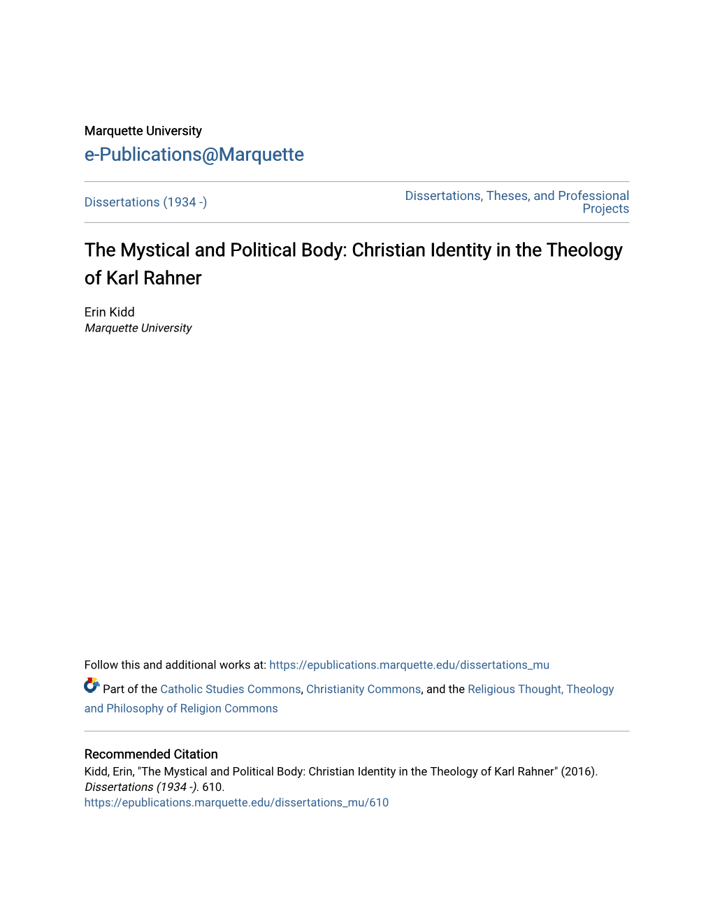 Christian Identity in the Theology of Karl Rahner