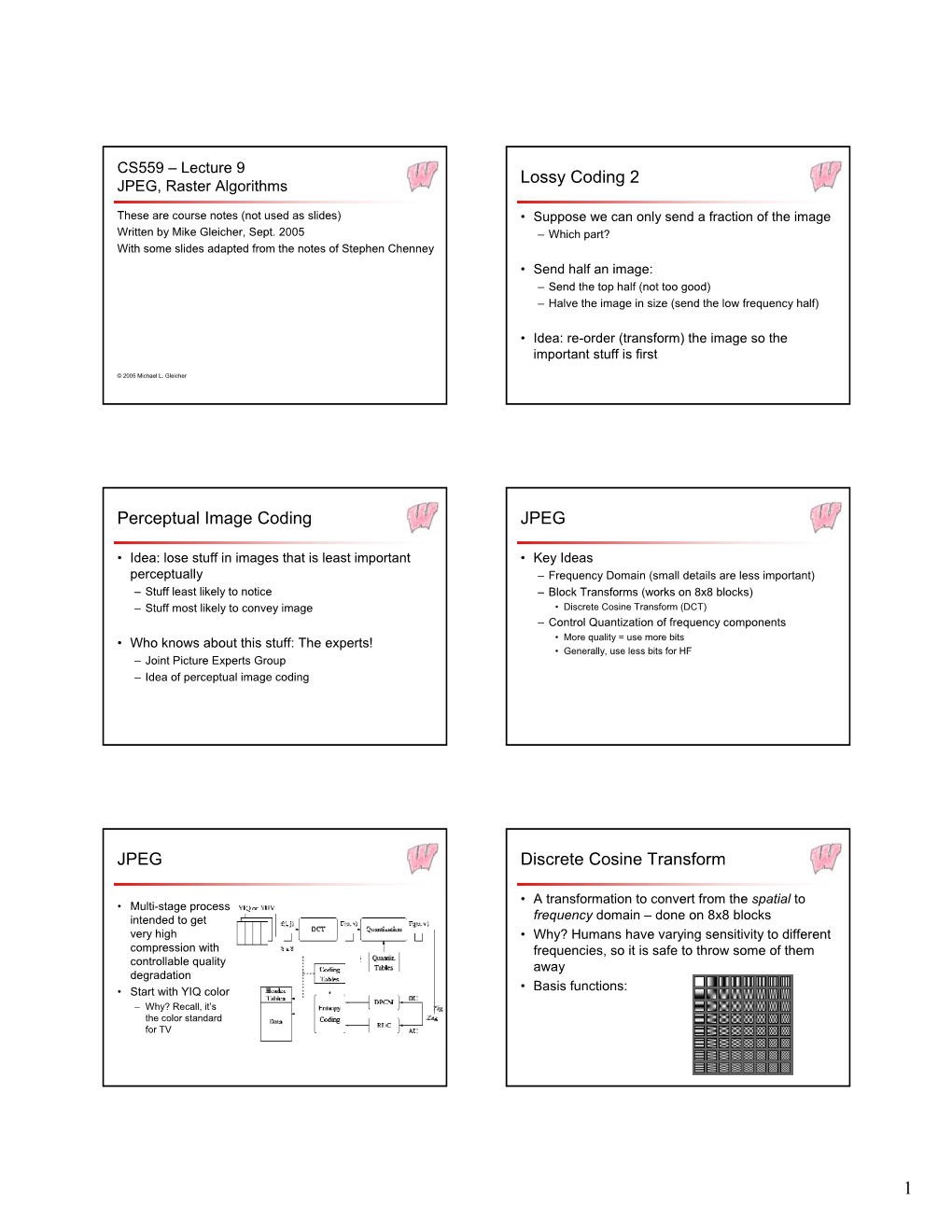 Lossy Coding 2 Perceptual Image Coding JPEG JPEG Discrete