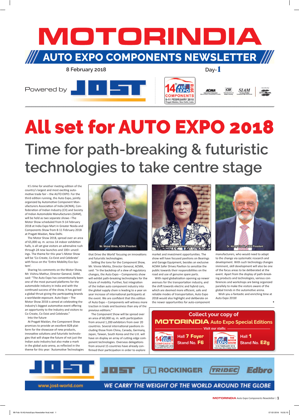 Set for AUTO EXPO 2018 Time for Path-Breaking & Futuristic Technologies to Take Centre Stage