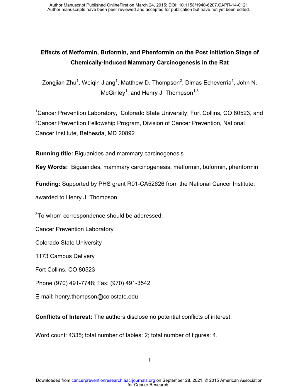 1 Effects of Metformin, Buformin, and Phenformin on the Post Initiation