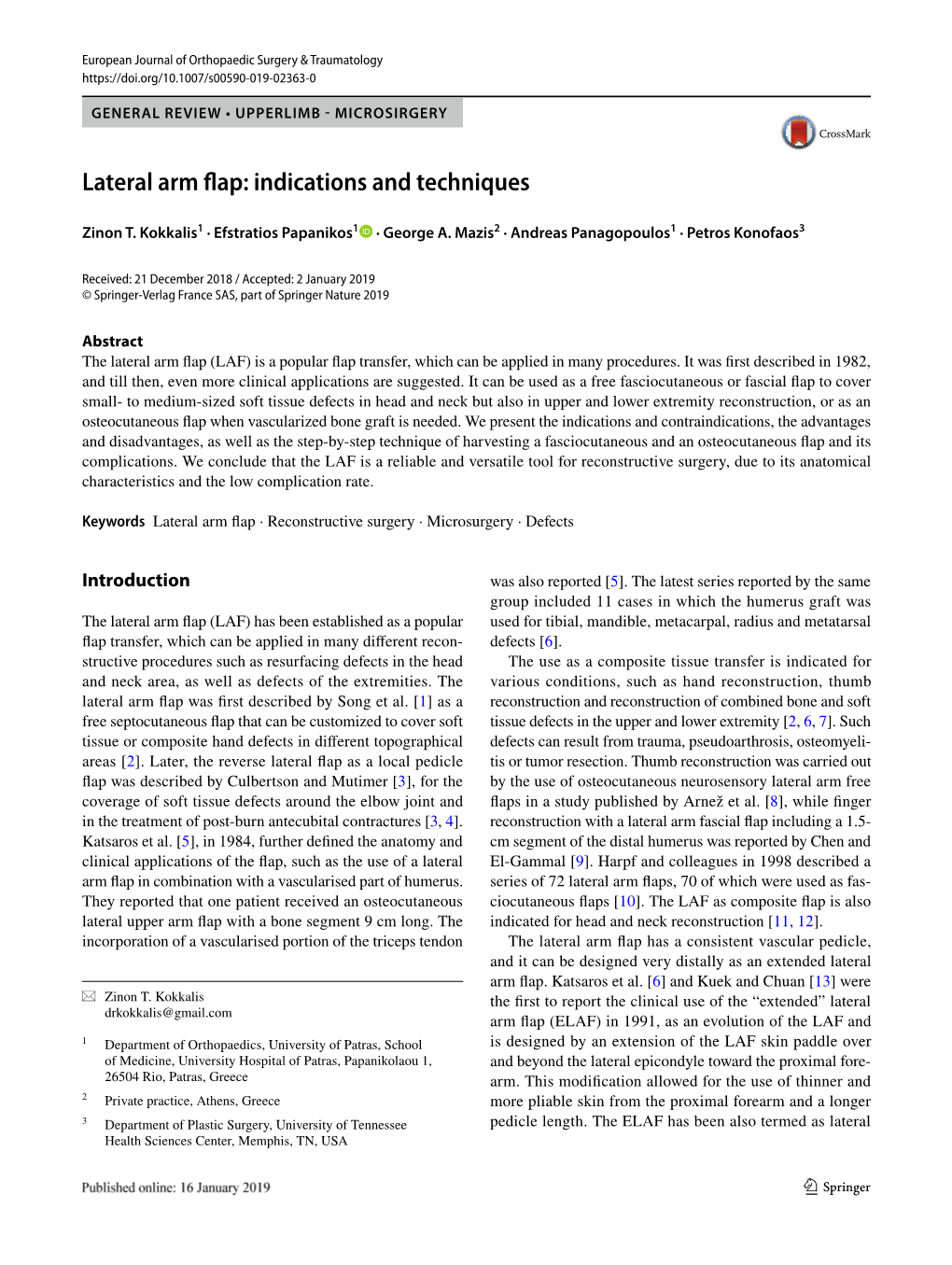 Lateral Arm Flap: Indications and Techniques