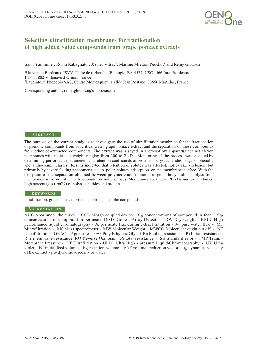 Selecting Ultrafiltration Membranes for Fractionation of High Added Value Compounds from Grape Pomace Extracts