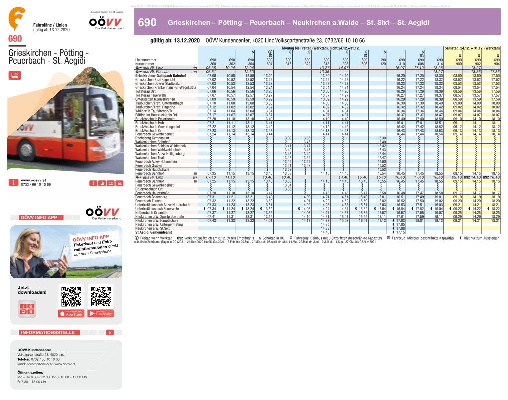 Linien 690 Grieskirchen – Pötting – Peuerbach – Neukirchen A.Walde – St