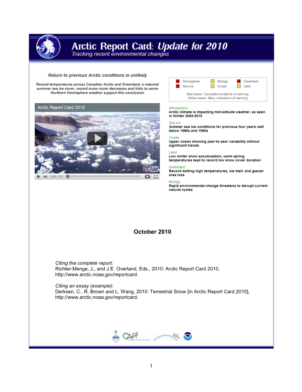 Arctic Report Card 2010