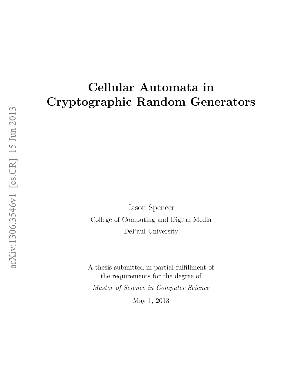 Cellular Automata in Cryptographic Random Generators