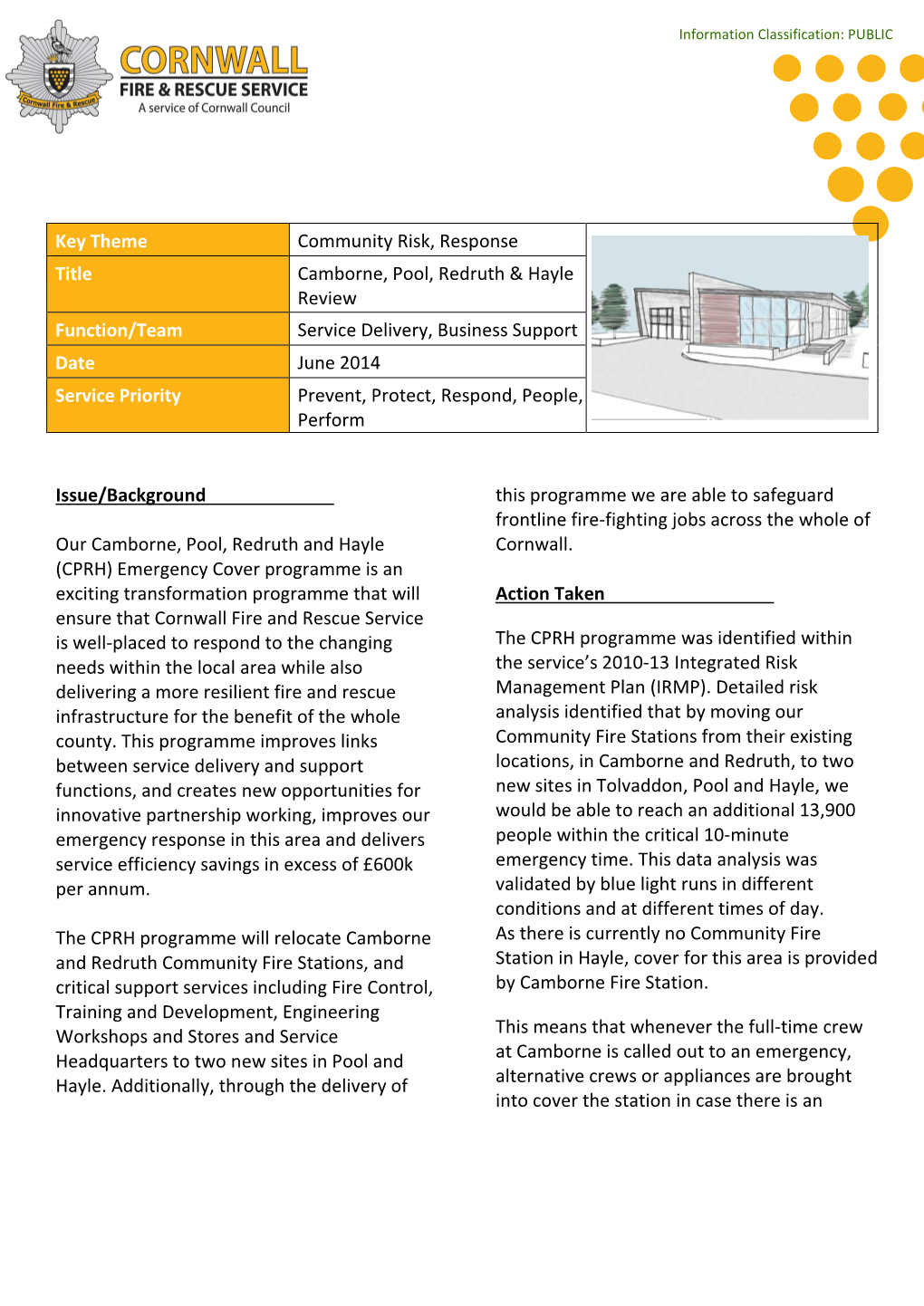 Issue/Background Our Camborne, Pool, Redruth and Hayle (CPRH