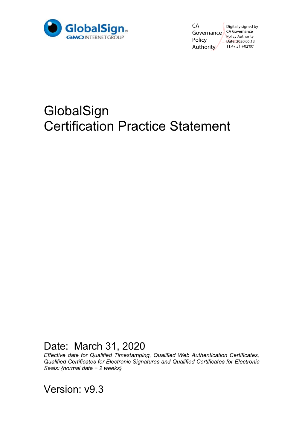 Globalsign Certification Practice Statement