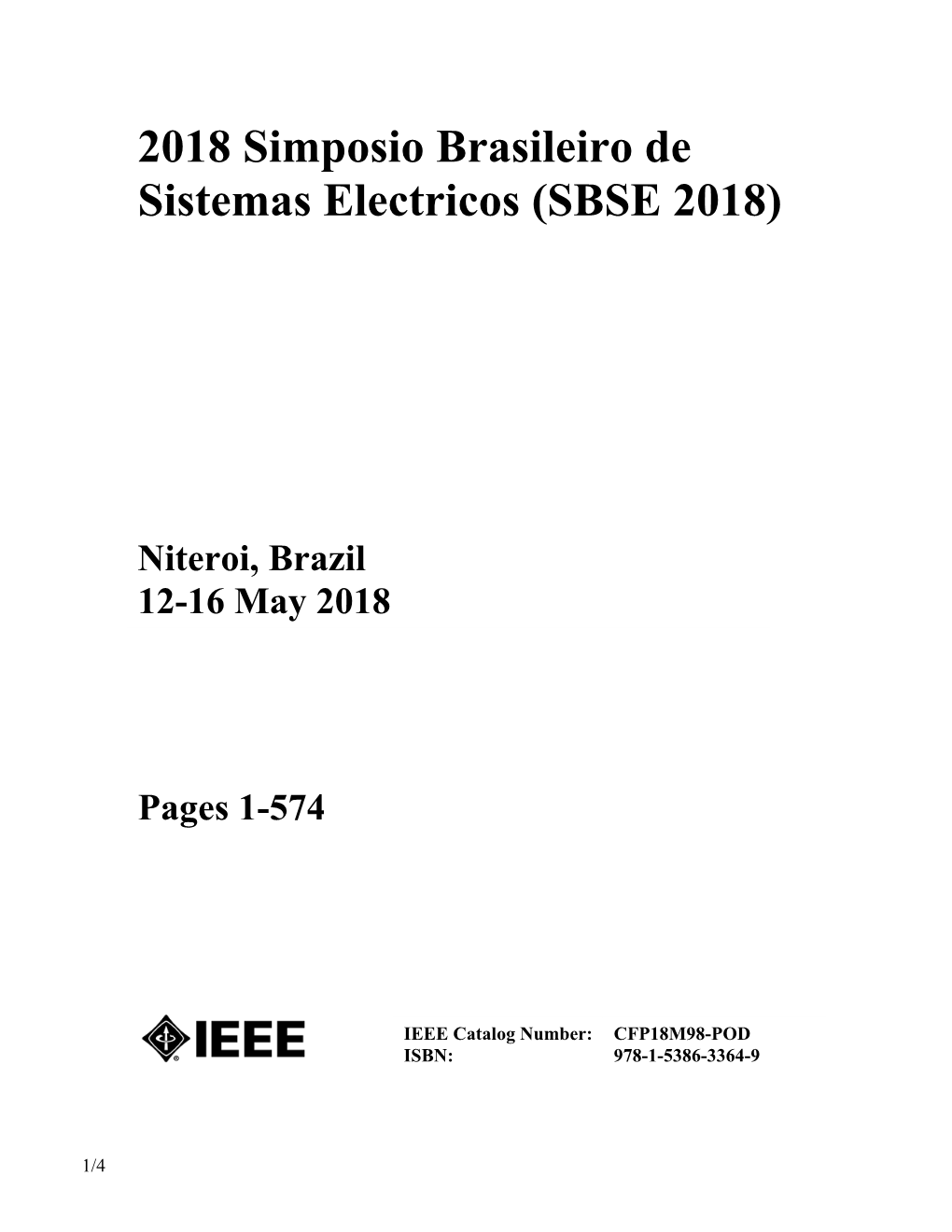 2018 Simposio Brasileiro De Sistemas Electricos (SBSE 2018)