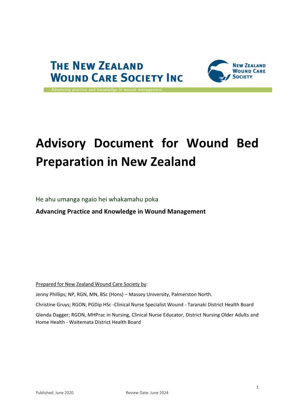 Advisory Document for Wound Bed Preparation in New Zealand