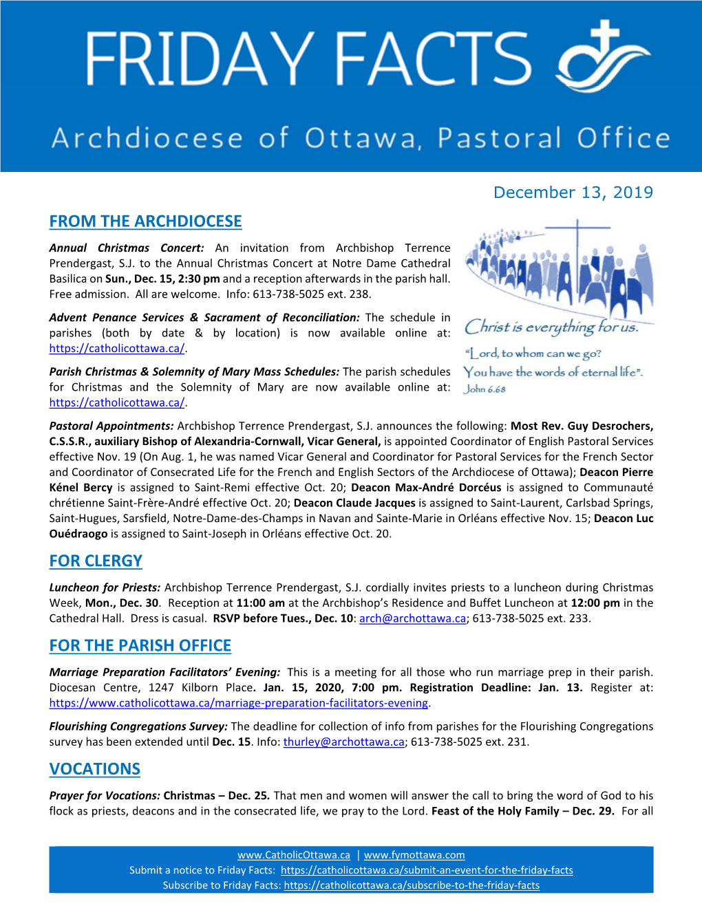 From the Archdiocese for Clergy for the Parish