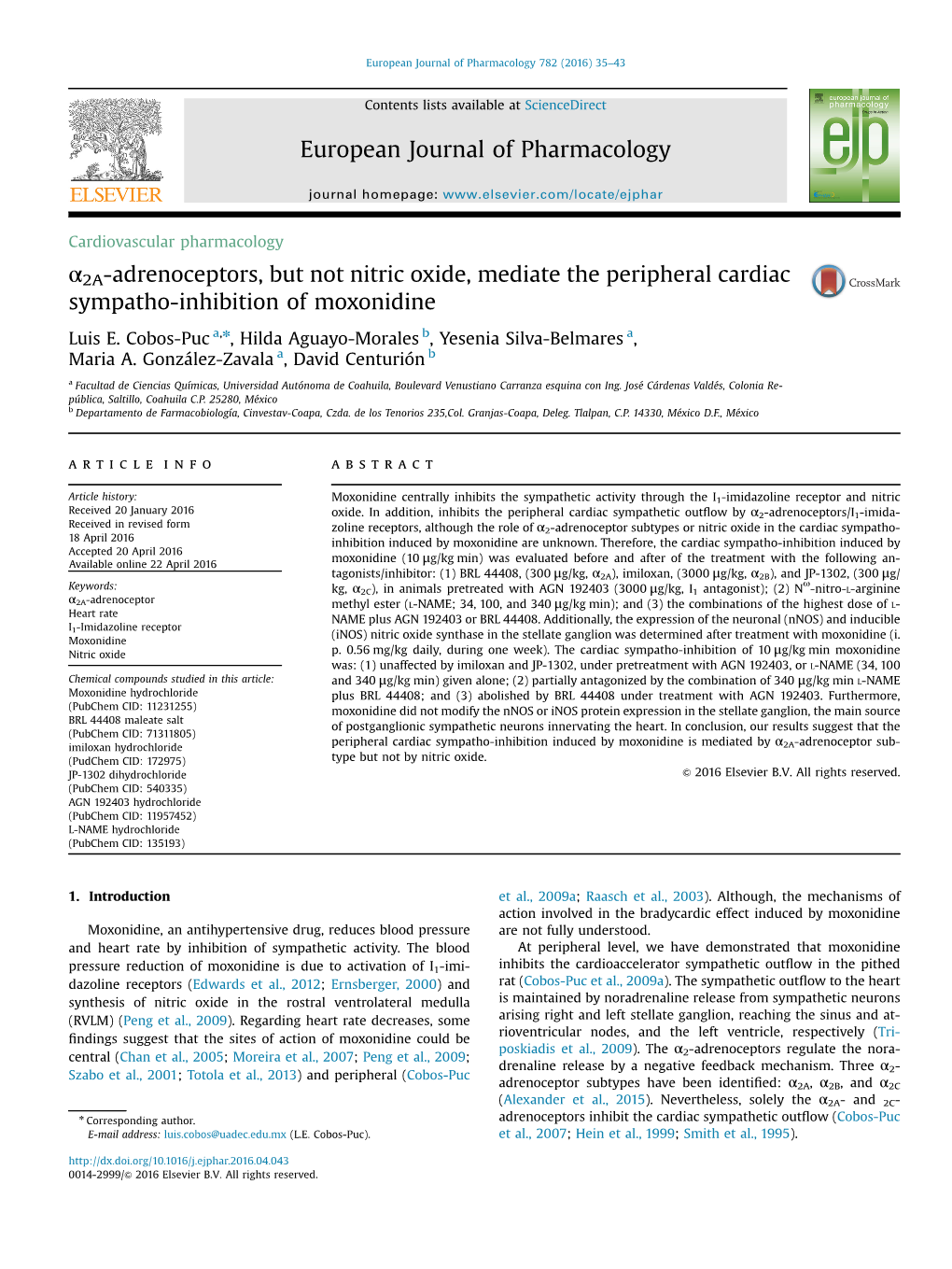 Α2a-Adrenoceptors, but Not Nitric Oxide, Mediate the Peripheral Cardiac Sympatho-Inhibition of Moxonidine