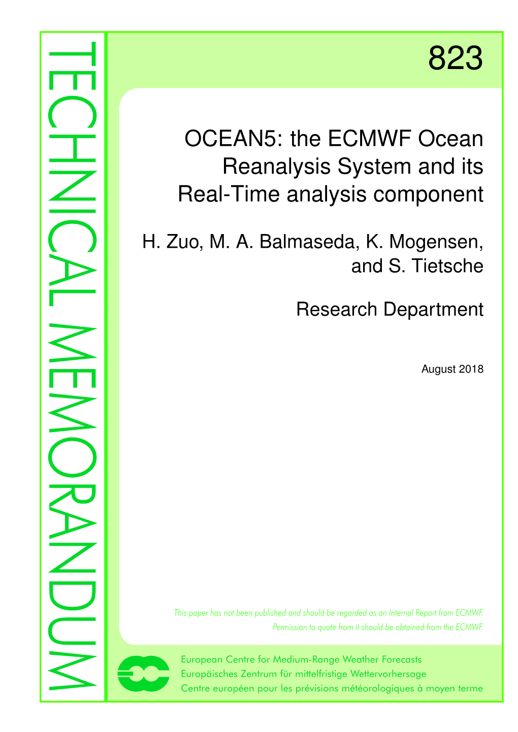 OCEAN5: the ECMWF Ocean Reanalysis System and Its Real-Time Analysis Component