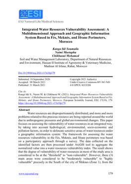 Integrated Water Resources Vulnerability Assessment: A