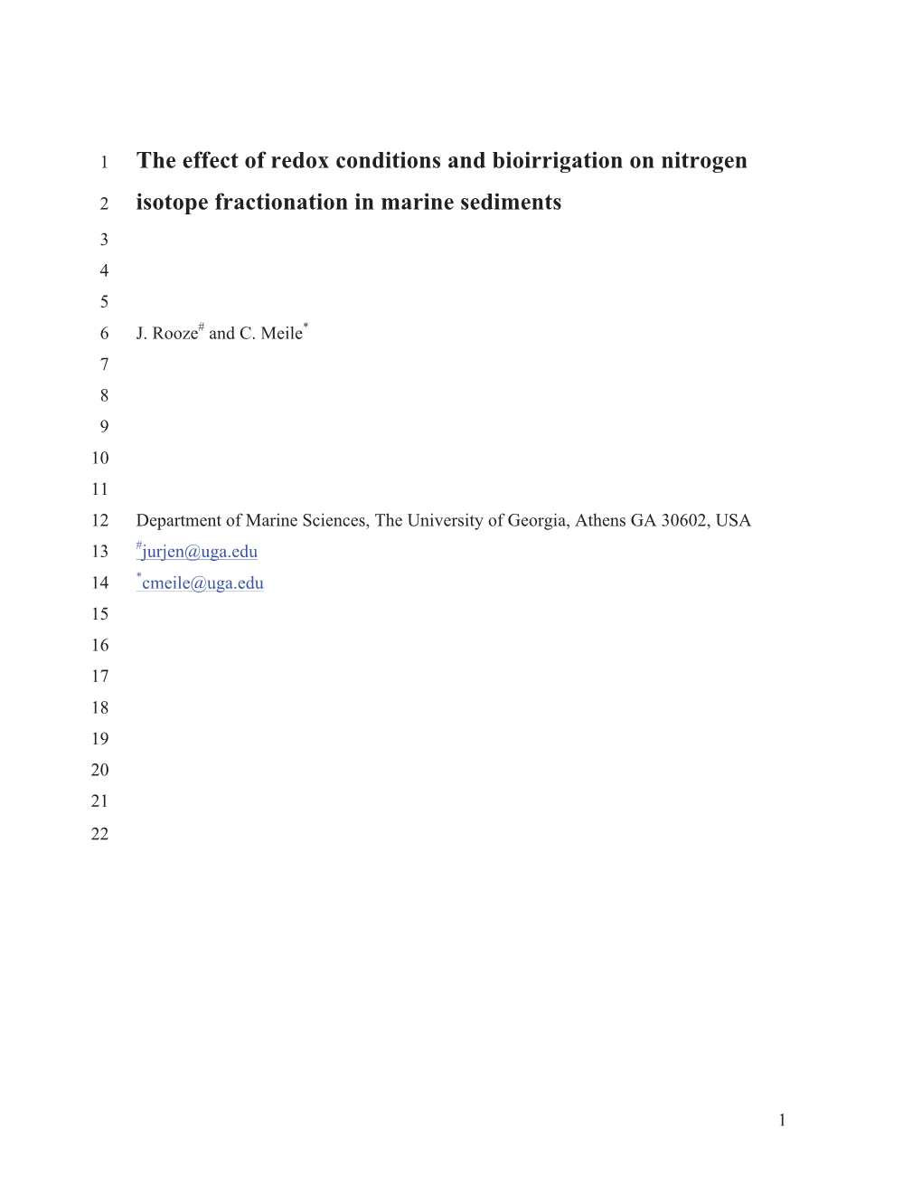 The Effect of Redox Conditions and Bioirrigation on Nitrogen Isotope