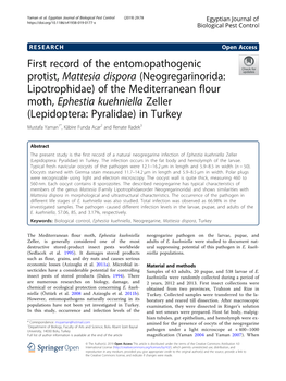 First Record of the Entomopathogenic Protist, Mattesia Dispora
