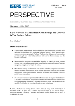 Royal Warrants of Appointment Grant Prestige and Goodwill in Thai Business Culture