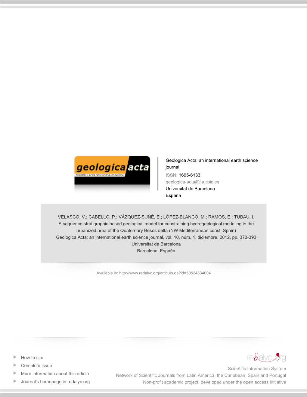 Redalyc.A Sequence Stratigraphic Based Geological Model For