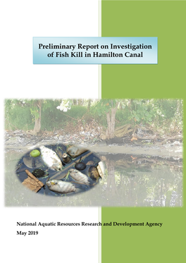 Preliminary Report on Investigation of Fish Kill in Hamilton Canal