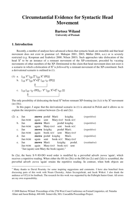 Circumstantial Evidence for Syntactic Head Movement