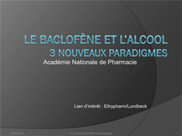 Le Baclofène Et L'alcool 3 Nouveaux Paradigmes