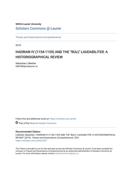 Hadrian Iv (1154-1159) and the “Bull” Laudabiliter: a Historiographical Review
