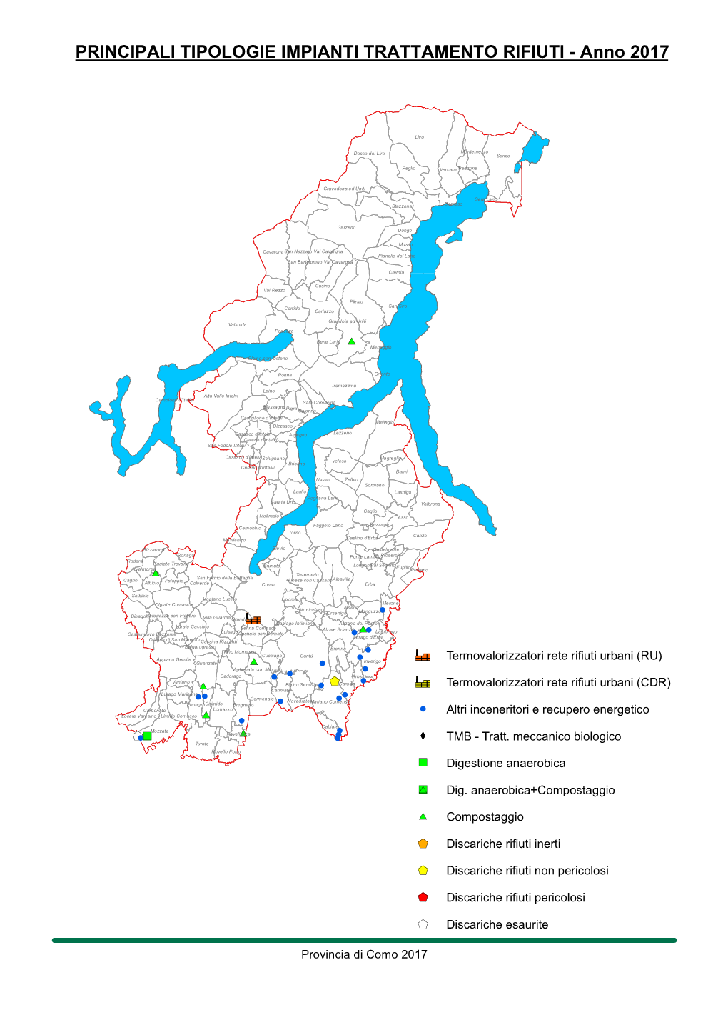 PRINCIPALI TIPOLOGIE IMPIANTI TRATTAMENTO RIFIUTI - Anno 2017