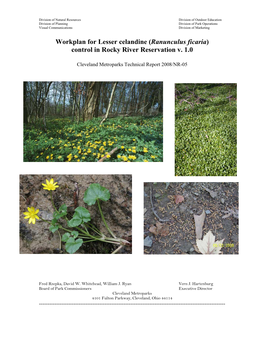 Workplan for Lesser Celandine (Ranunculus Ficaria) Control in Rocky River Reservation V