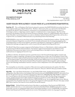 Sleep Dealer Wins Alfred P. Sloan Prize at 2008 Sundance Film Festival