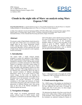 Clouds in the Night Side of Mars: an Analysis Using Mars Express VMC