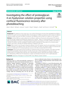 Investigating the Effect of Proteoglycan 4 on Hyaluronan Solution Properties Using Confocal Fluorescence Recovery After Photobleaching Adam K