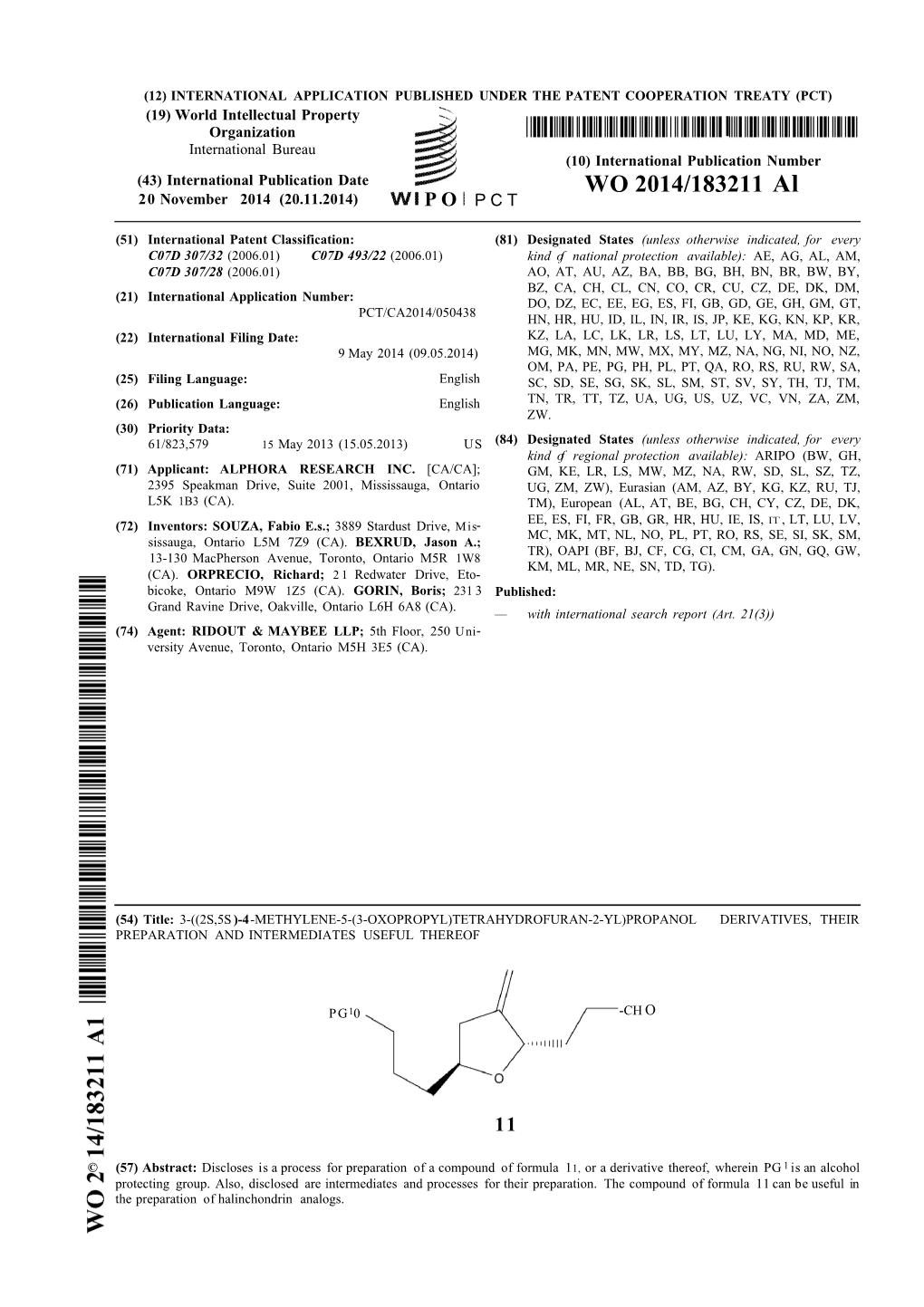 WO 2014/183211 Al 20 November 2014 (20.11.2014) P O P C T