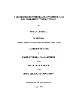 A Generic Environmental Management Plan for Coal-Fired Power Stations