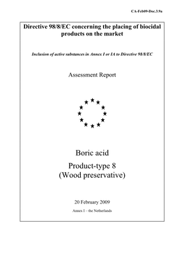 Boric Acid Product-Type 8 (Wood Preservative)
