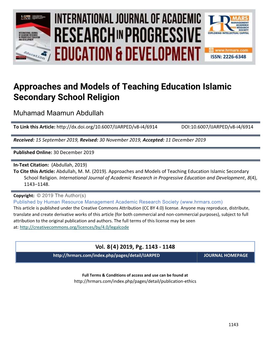 Approaches and Models of Teaching Education Islamic Secondary School Religion