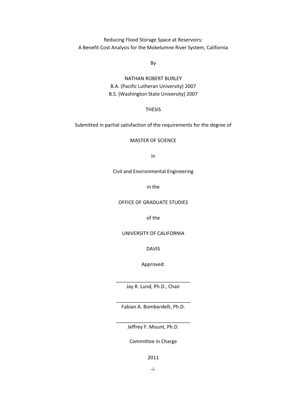 Reducing Flood Storage Space at Reservoirs: a Benefit Cost Analysis for the Mokelumne River System, California