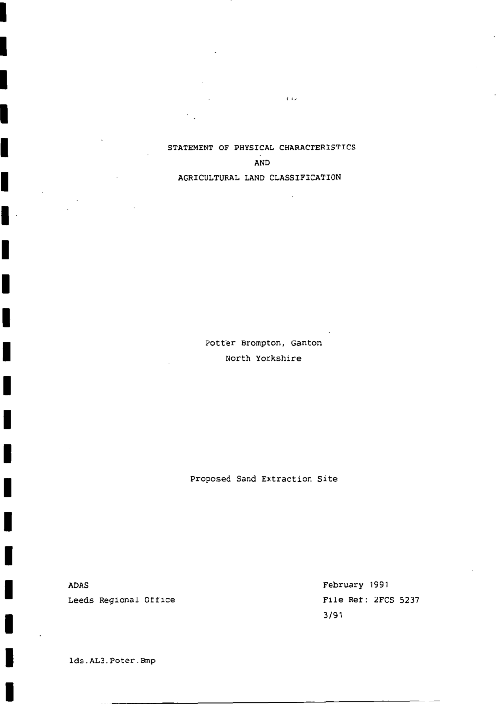 Statement of Physical Characteristics and Agricultural Land Classification