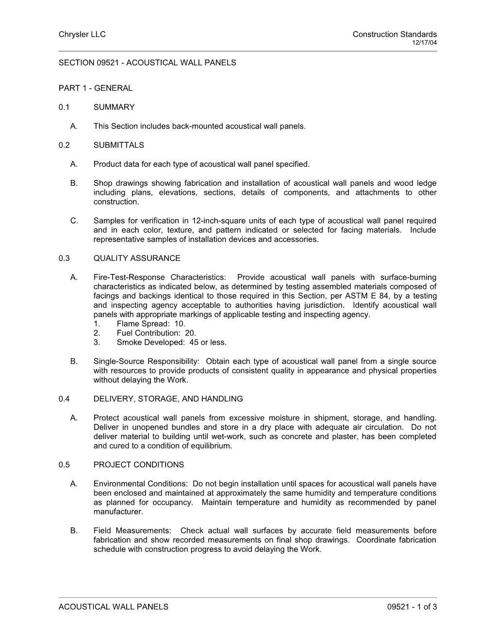 Chrysler LLC Construction Standards s13