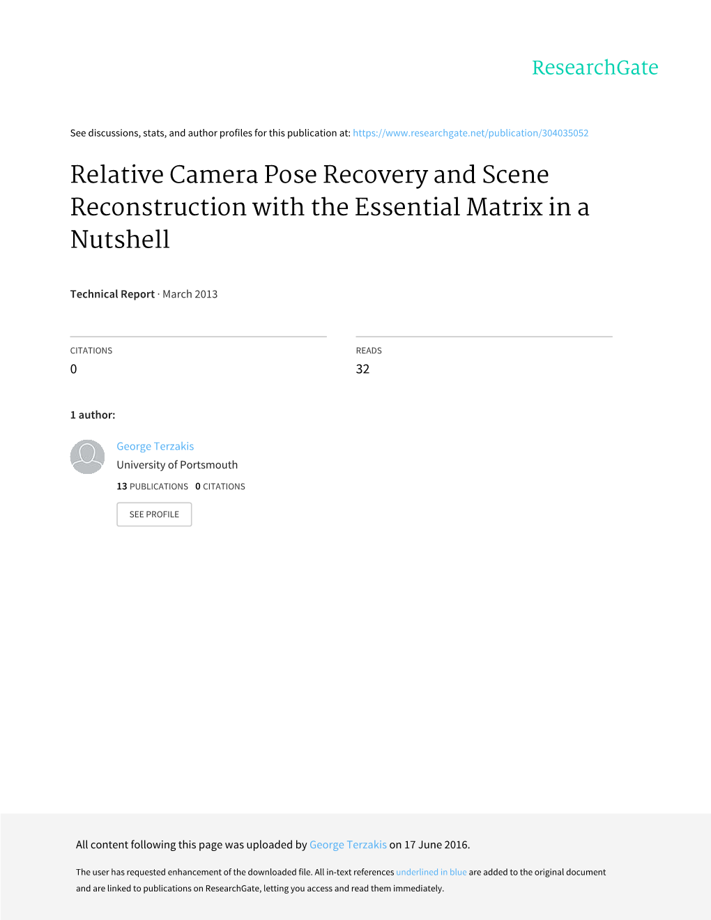 Relative Camera Pose Recovery and Scene Reconstruction with the Essential Matrix in a Nutshell