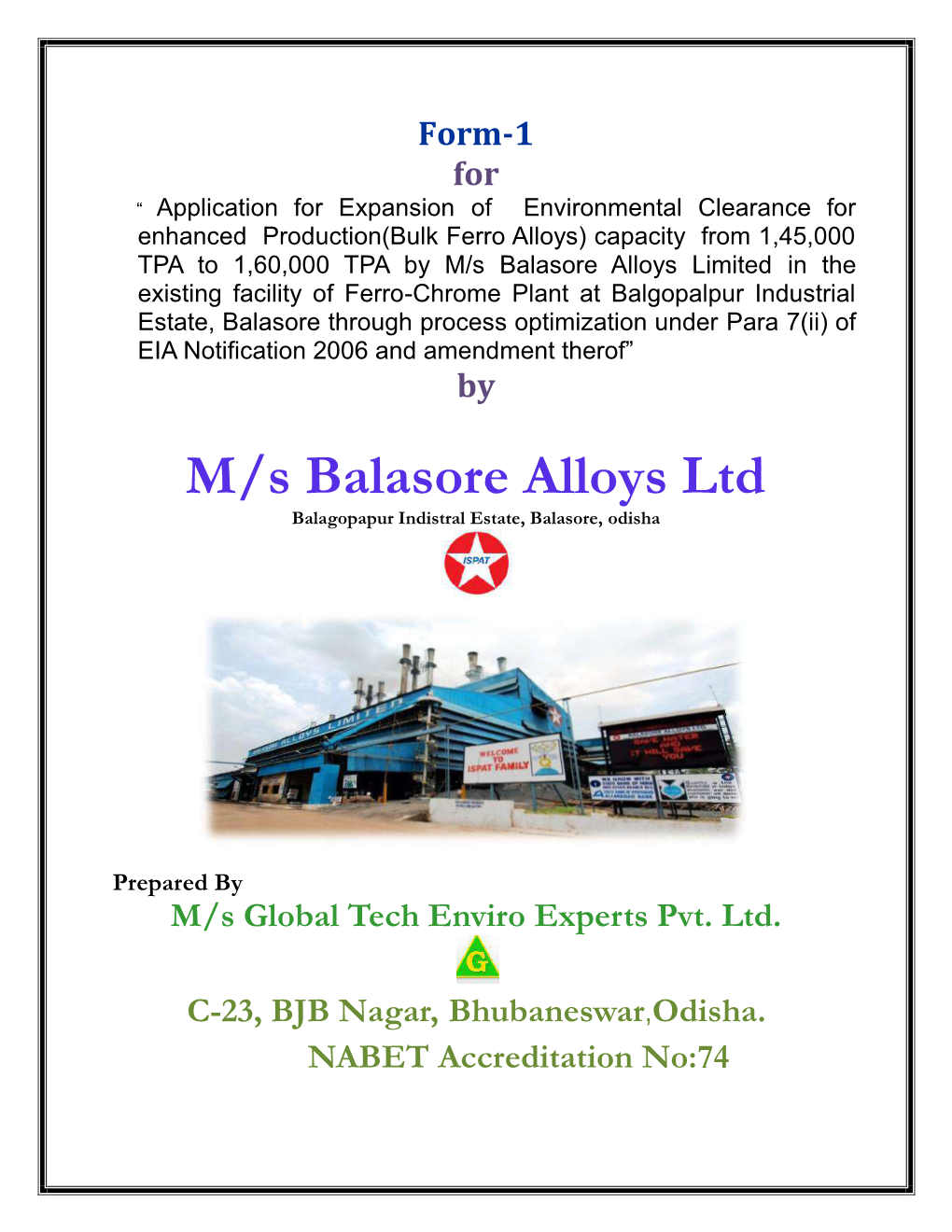 M/S Balasore Alloy M/S Balasore Alloys Ltd Ore Alloys