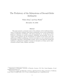 The Prehistory of the Subsystems of Second-Order Arithmetic