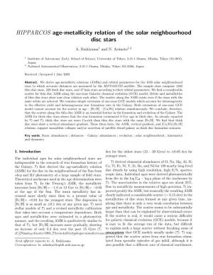 HIPPARCOS Age-Metallicity Relation of the Solar Neighbourhood Disc Stars