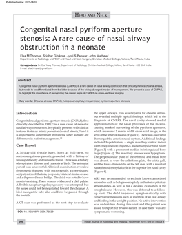 Congenital Nasal Pyriform Aperture Stenosis