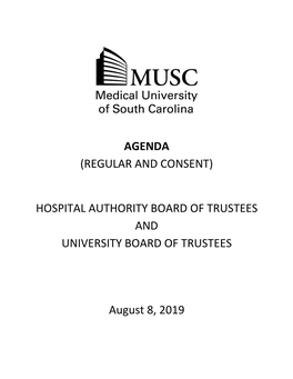 Agenda (Regular and Consent) Hospital Authority Board