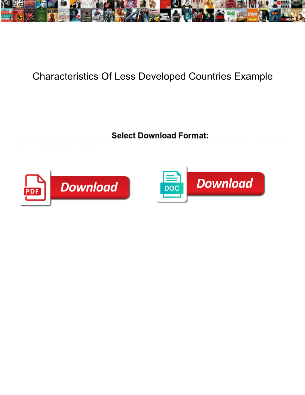 Characteristics of Less Developed Countries Example