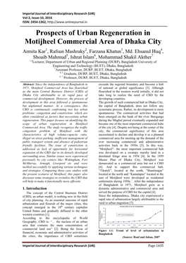 Prospects of Urban Regeneration in Motijheel Commercial Area of Dhaka City