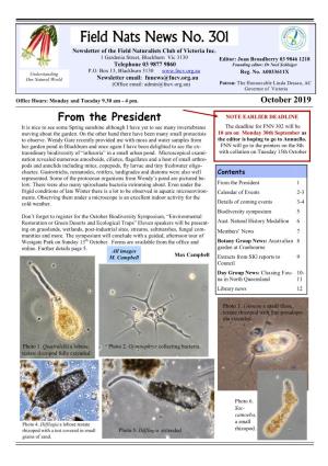 Field Nats News No. 301 Newsletter of the Field Naturalists Club of Victoria Inc