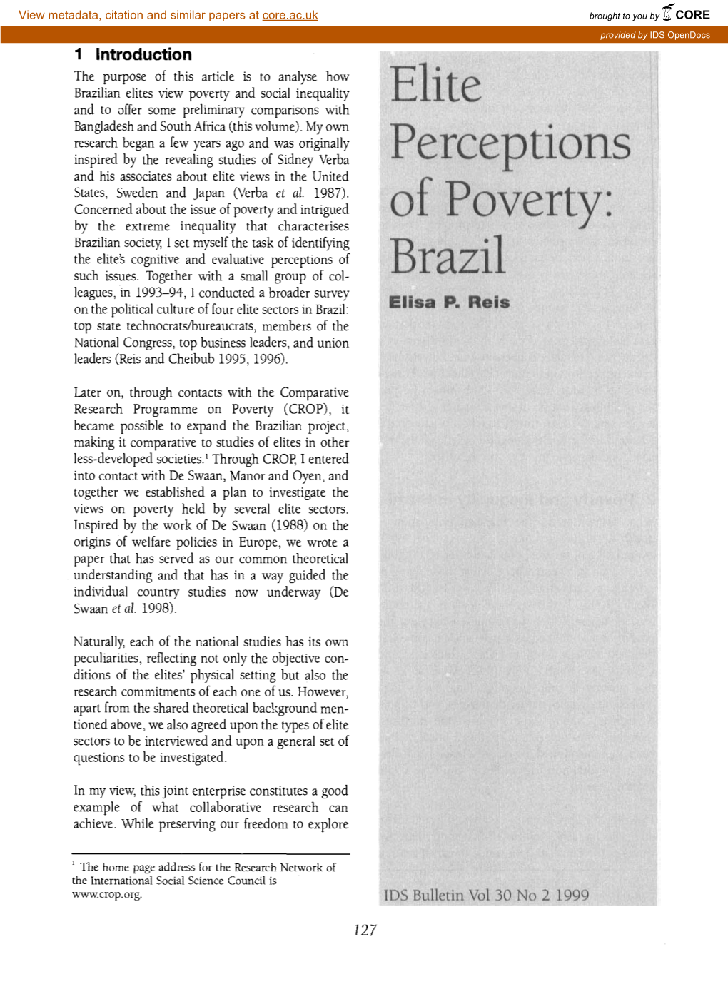 Elite Perceptions of Poverty: Brazil