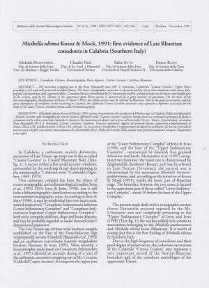 Misikella Ultima Kozur & Mock, 1991: First Evidence of Late Rhaetian
