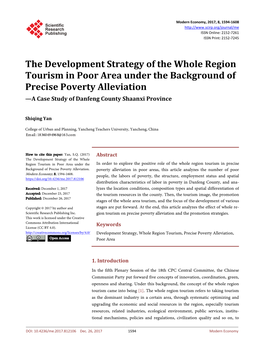 The Development Strategy of the Whole Region Tourism in Poor
